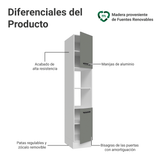 Despensero 40 cm 2 Puertas e 2 Nichos Blanco/Gris Agata Madesa