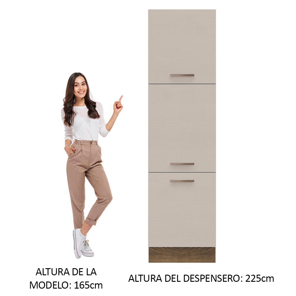 Despensero 60 cm 3 Puertas Marrón/Crema Agata Madesa