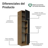 Despensero 60 cm 3 Puetas (Con Mesada) Marrón/Negro Lux Madesa