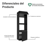 Despensero 60 cm 2 Puertas 2 Nichos Flotante Negro Nice Madesa