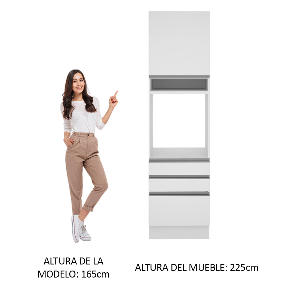 Mueble de Cocina para Horno 60 cm 1 Puerta 3 Cajones Blanco Stella Madesa