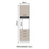 Mueble de Cocina para Horno 60 cm 1 Puerta 3 Cajones Blanco/Crema Agata