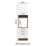 Mueble de Cocina para Horno Agata 60 cm 1 Puerta 3 Cajones Marrón/Blanco