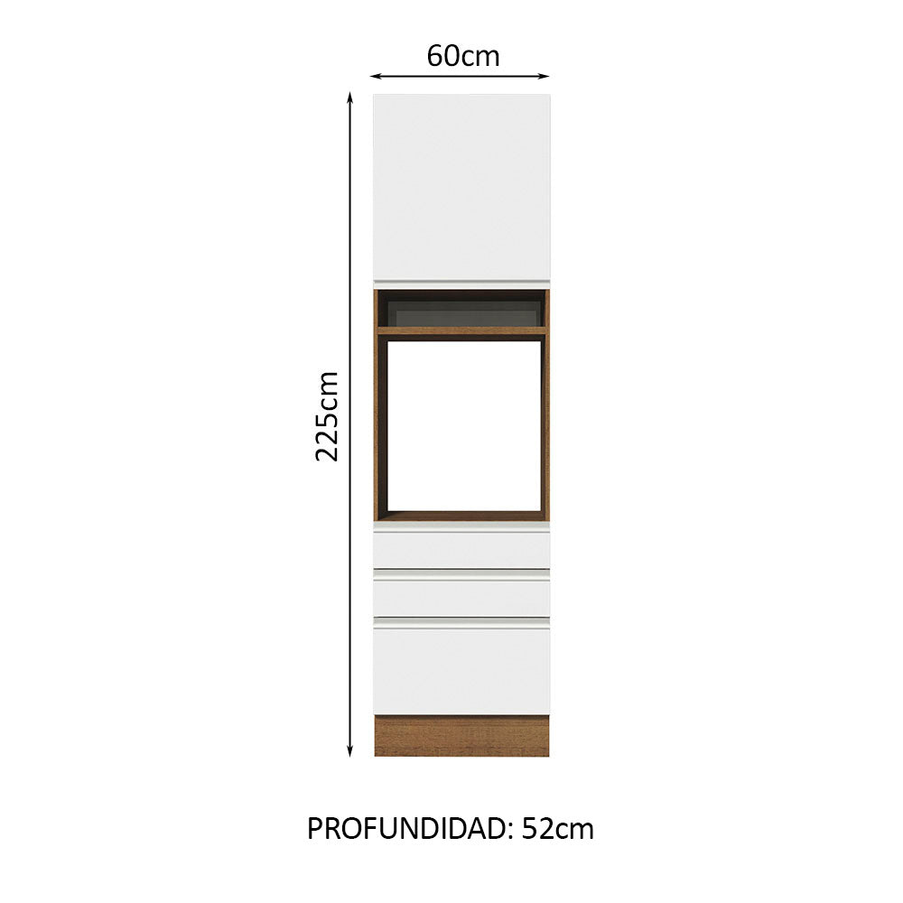 Bajo Mesada Para Horno Madesa Glamy 60 cm 1 Puerta y 3 Cajones Marrón/Blanco