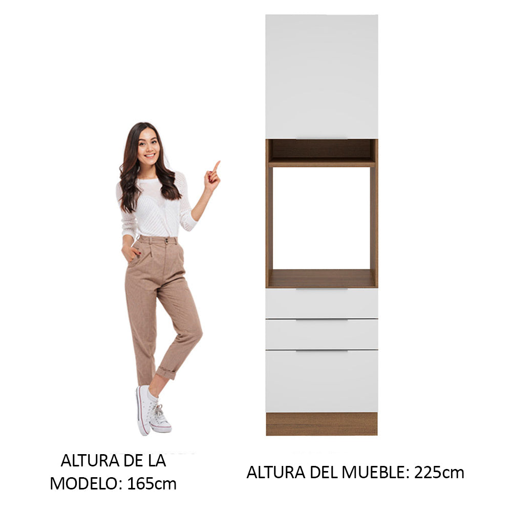 Mueble de Cocina para Horno 60 cm 1 Puerta 3 Cajones Marrón/Blanco Stella Madesa