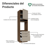 Mueble de cocina para Horno/Microondas 60 cm 1 Pueta 3 Cajones Marrón/Crema Vik Madesa