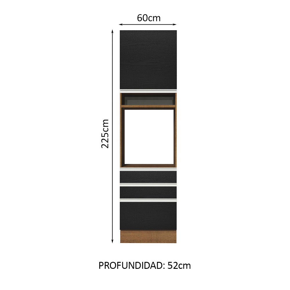 Mueble Para Horno Y Microondas Madesa Glamy 60cm Marrón/Negro 01