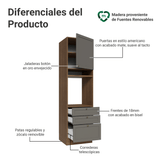 Mueble de cocina para Horno/ microondas 60 cm 1 Puerta 3 Cajones Marrón/Gris Vik Madesa