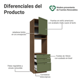 Mueble de cocina para Horno/ microondas 60 cm 1 Puerta 3 Cajones Marrón/Verde Vik Madesa