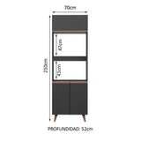Mueble de cocina para Horno/ Microondas 70 cm Sin cajones 3 Puertas Reims Negro