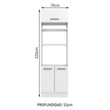 Mueble de cocina para Horno/ Microondas 70 cm Sin cajones 3 Puertas Agata Blanco