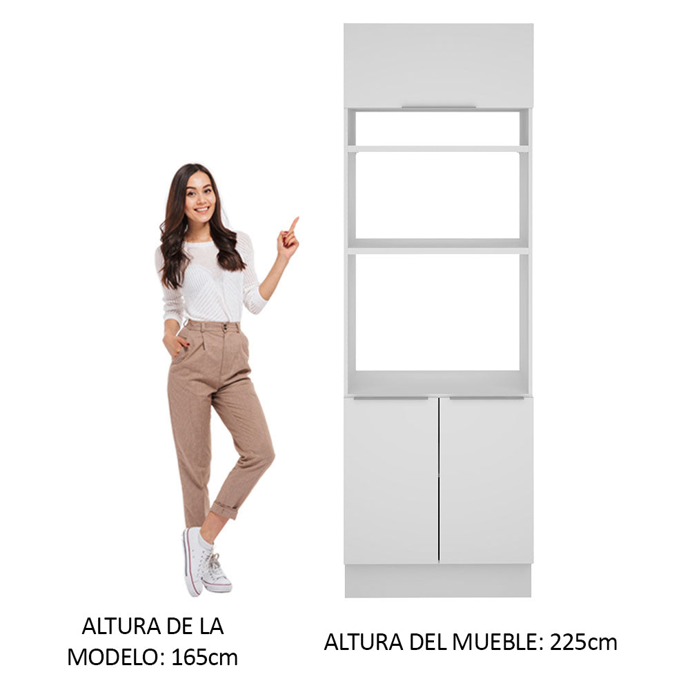 Mueble de cocina para Horno/ Microondas 70 cm Sin cajones 3 Puertas Stella Blanco