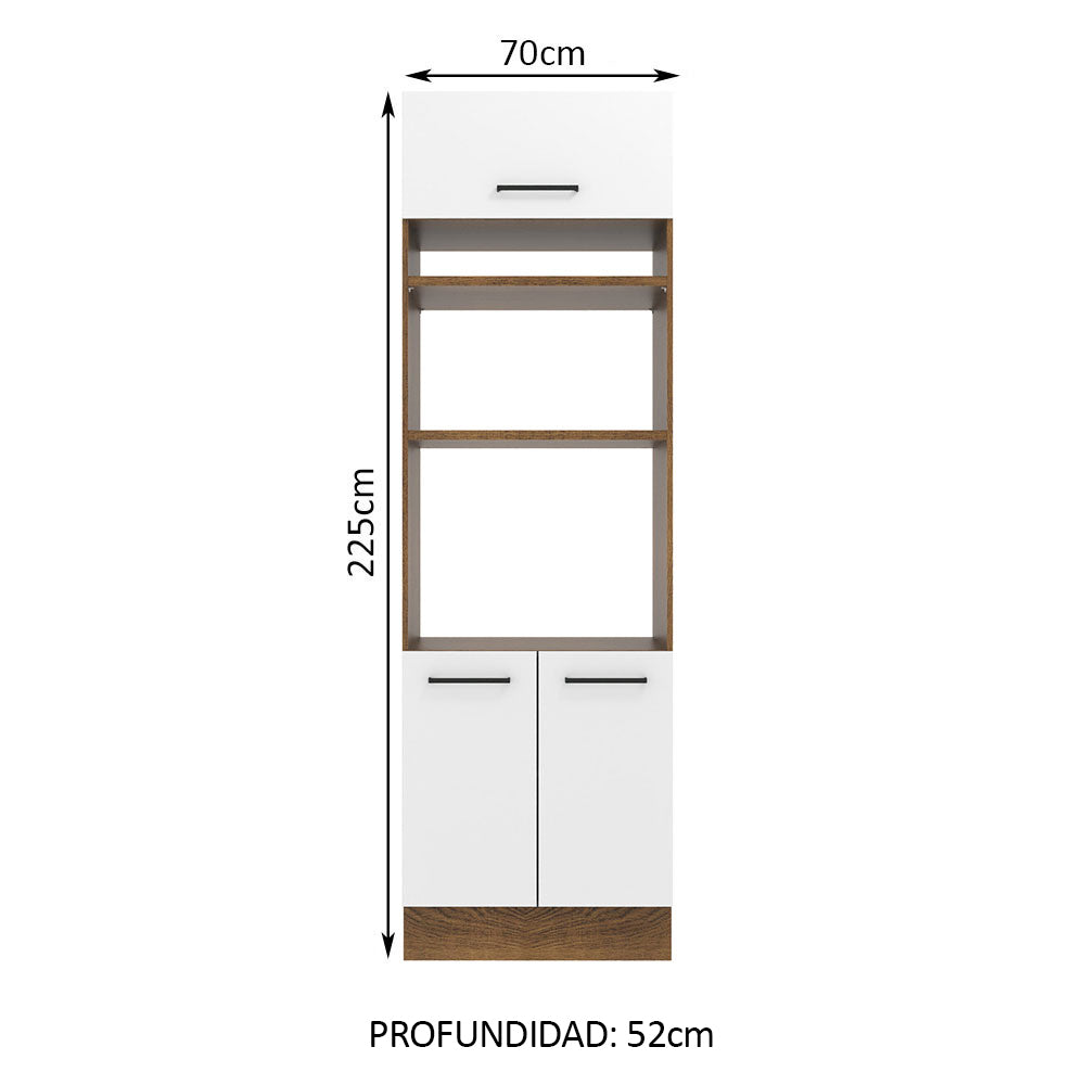 Mueble de cocina para Horno/ Microondas 70 cm Sin cajones 3 Puertas Agata Marrón/Blanco