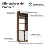 Mueble de cocina para Horno/ microondas 70 cm 3 Puertas Marrón/Blanco Vik Madesa