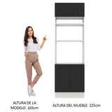 Mueble de cocina para Horno/ Microondas 70 cm Sin cajones 3 Puertas Agata Blanco/Negro