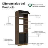 Mueble para Horno/Microondas 70 cm 3 Puetas Marrón/Negro Lux Madesa