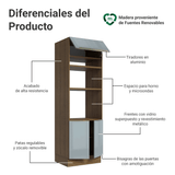 Mueble para Horno/Microondas 70 cm 3 Puetas Marrón/Gris Lux Madesa