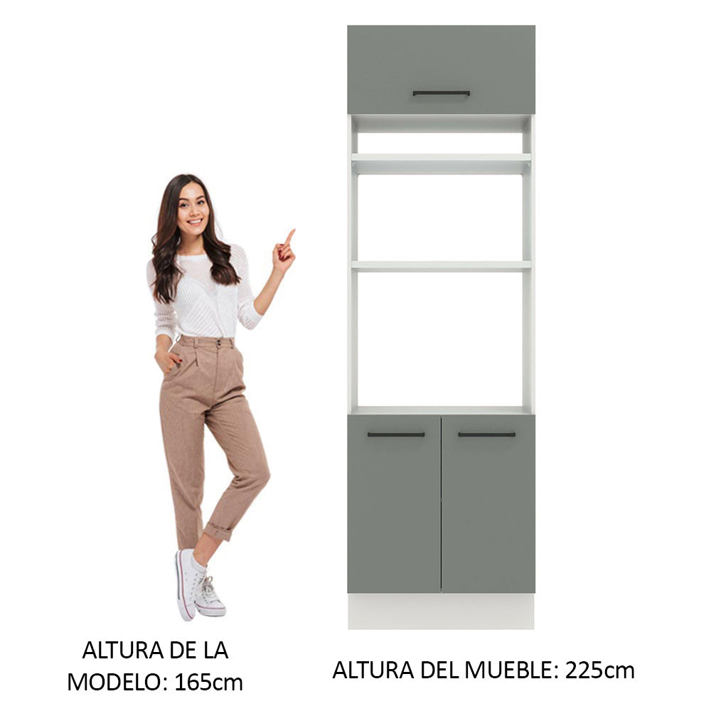 Mueble de cocina para Horno/ Microondas 70 cm Sin cajones 3 Puertas Agata Blanco/Gris