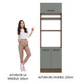 Mueble de cocina para Horno/ Microondas 70 cm Sin cajones 3 Puertas Agata Marrón/Gris