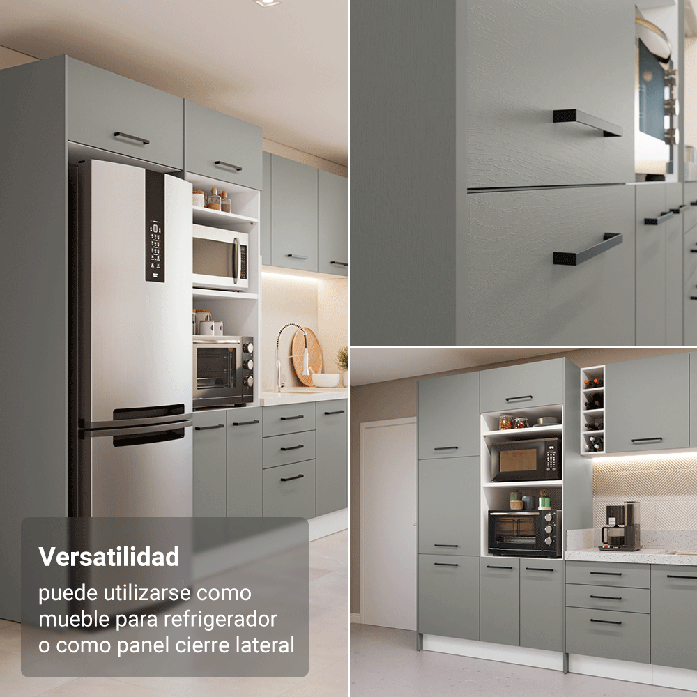 Panel de Cierre Lateral para Cocina 225 x 60cm Gris Madesa