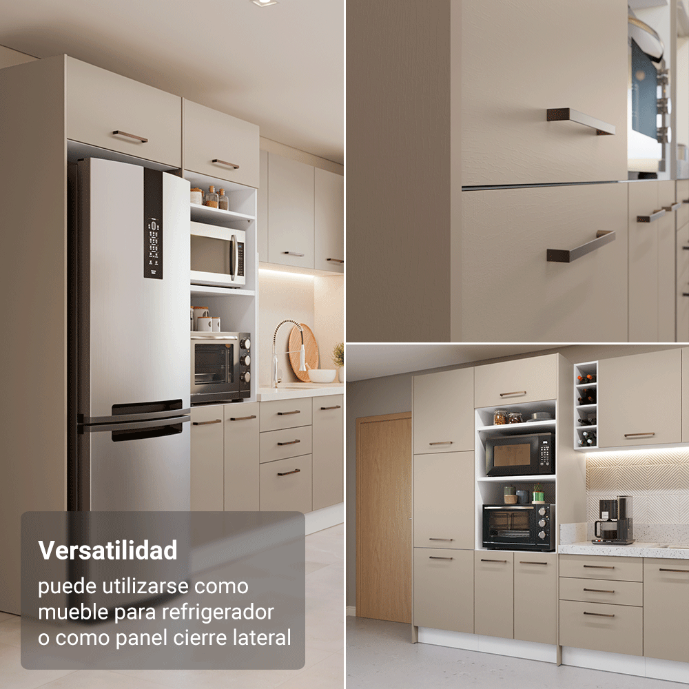 Panel Fechamento Lateral para Cocina 225 x 60cm Crema Madesa