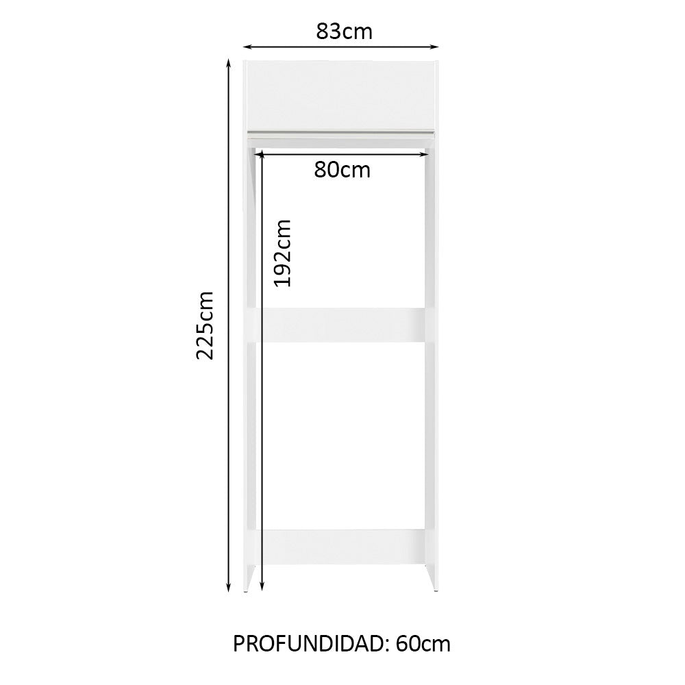 Mueble para empotrar Heladera 83 cm 1 Puerta Rebatible Blanco Glamy Madesa