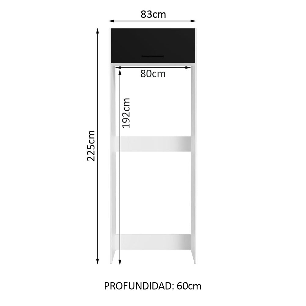 Mueble para Empotrar Heladera 1 Puerta Abatible Blanco/Negro Agata Madesa