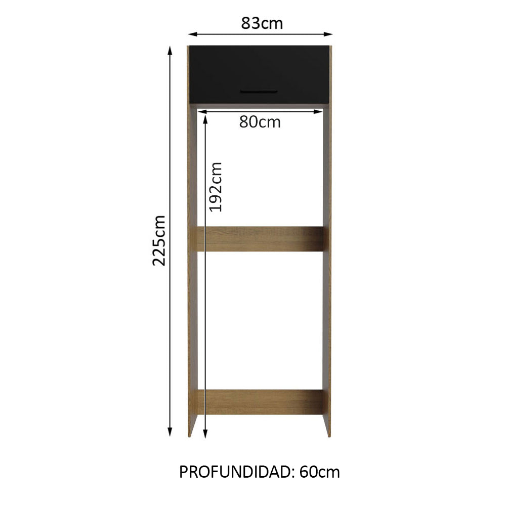Mueble para Empotrar Heladera 1 Puerta Abatible Marrón/Negro Agata Madesa