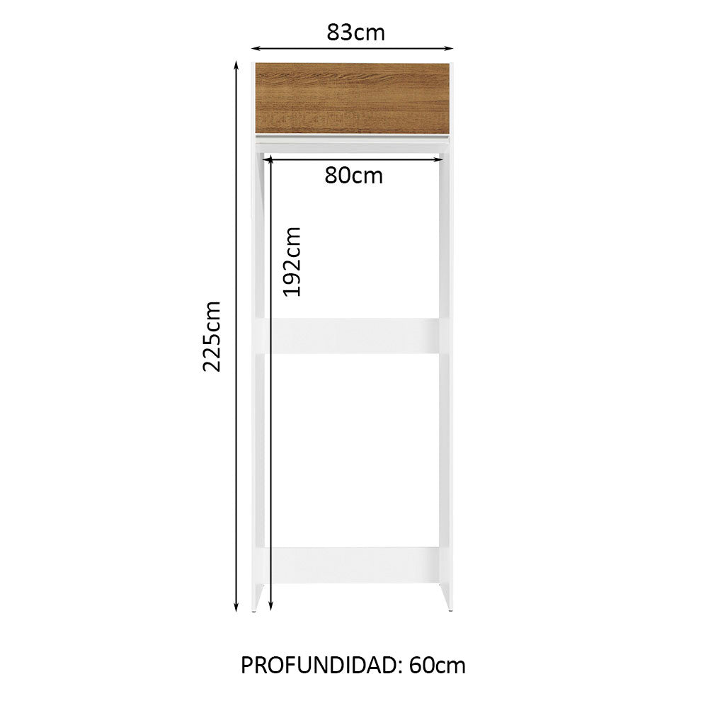 Mueble para empotrar Heladera 83 cm 1 Puerta Rebatible Blanco/Marrón Glamy Madesa