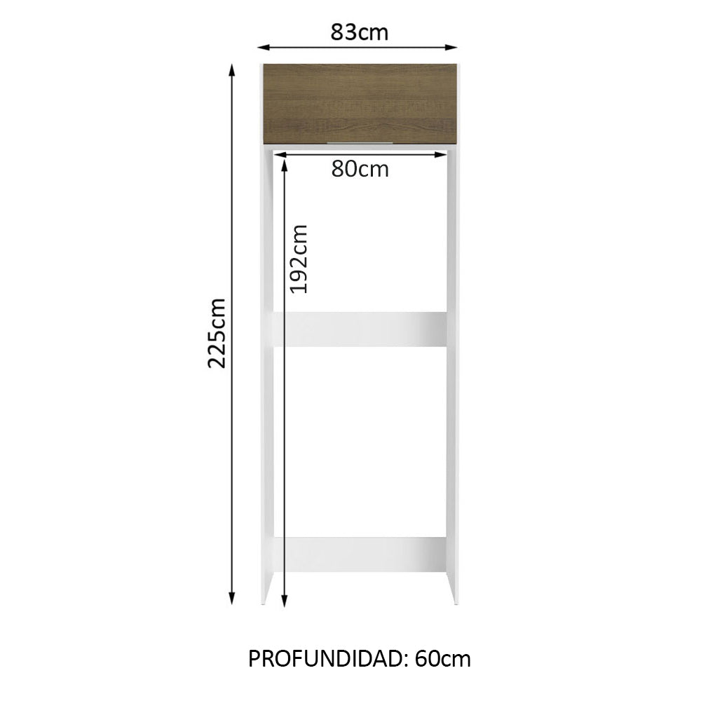 Mueble para Empotrar Heladera 1 Puerta Abatible Blanco/Marrón Stella Madesa