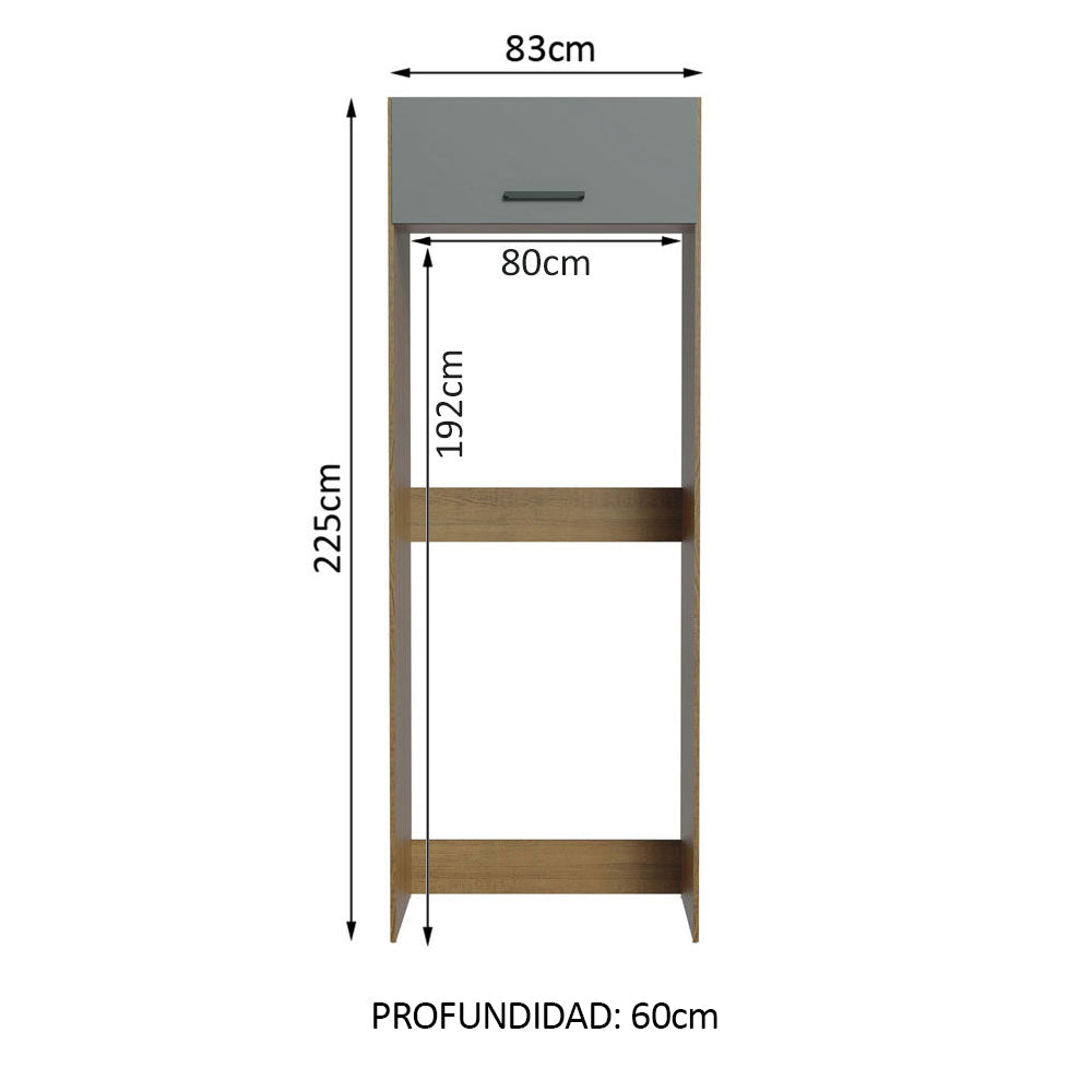 Mueble para empotrar Heladera Madesa Agata Puerta Rebatible