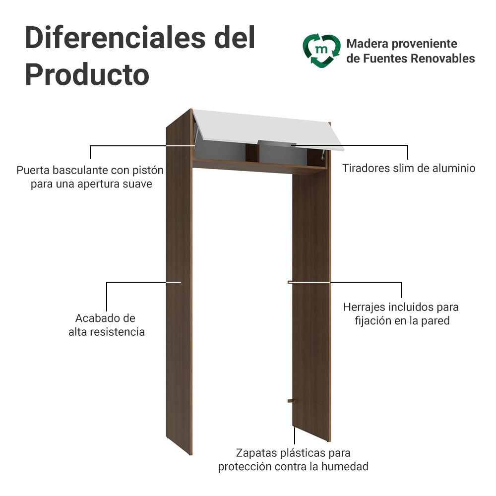 Mueble para empotrar Heladera 103 cm 1 Puerta Abatible Marrón/Blanco Stella Madesa