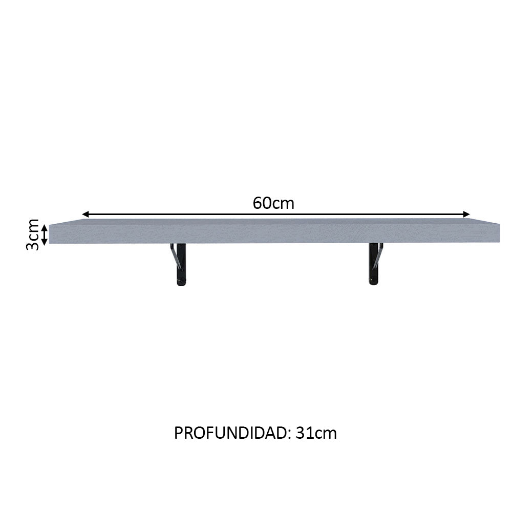 Kit 2 Estantes Suspendidas para Cocina 60 cm con Soporte Gris