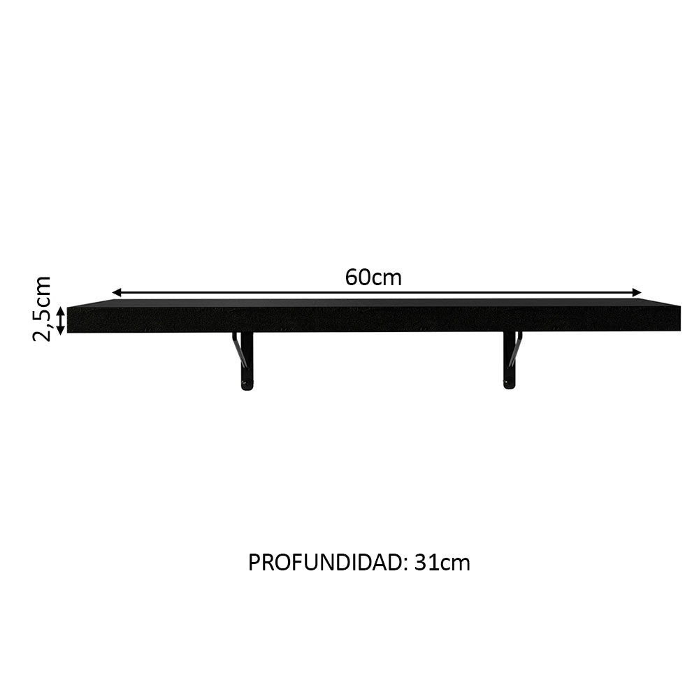 Kit 2 Estantes de Cocina Flotantes 60 cm Negro Madesa