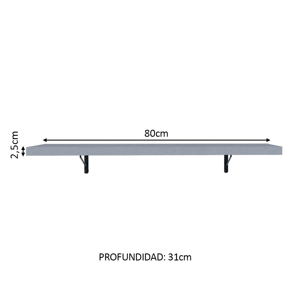 Kit de 2 Estantes de Cocina Flotantes 80 cm con Soportes, Gris