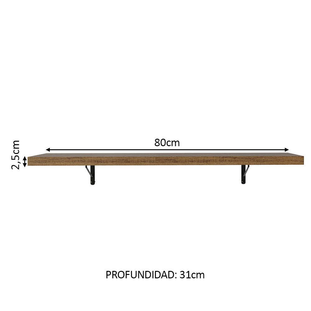 Kit de 2 Estantes de Cocina Flotantes 80 cm con Soportes, Marrón