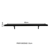 Kit de 2 Estantes de Cocina Flotantes 80 cm con Soportes, Negro