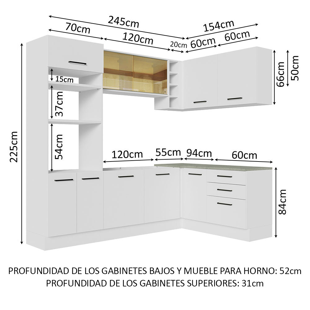 Combo completo de Cocina Esquinera 399cm Agata Madesa 01 Blanco