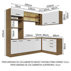 Combo completo de Cocina Esquinera 399 cm 10 Puertas 3 Cajones Sin Mesada Marrón/Blanco Agata Madesa