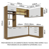 Combo completo de Cocina Esquinera 399cm Agata Madesa 01 Marrón/Blanco