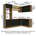 Combo completo de Cocina Esquinera 399 cm 10 Puertas 3 Cajones Sin Mesada Marrón/Negro Agata Madesa