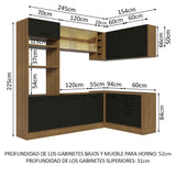 Combo completo de Cocina Esquinera 399cm Marrón/Negro Agata 01