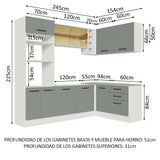 Combo completo de Cocina Esquinera 399cm Blanco/Gris Agata 01