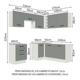 Combo completo de Cocina Esquinera 399cm Blanco/Gris Agata 02