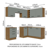 Combo completo de Cocina Esquinera 399cm Marrón/Gris Agata 02