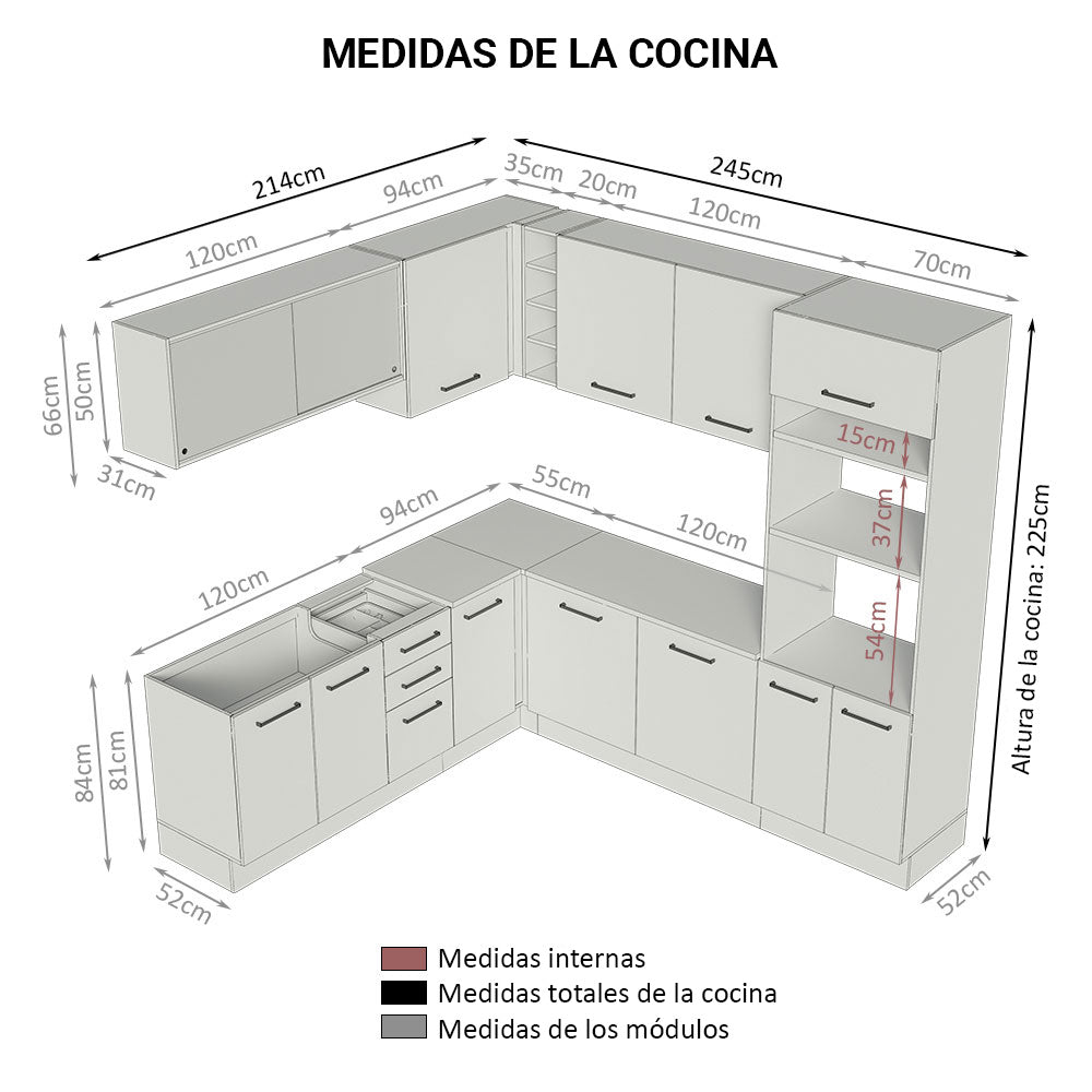 Combo completo de Cocina Esquinera 459cm Agata Madesa 01