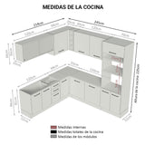 Combo completo de Cocina Esquinera 459cm Agata Madesa 01 Marrón/Crema