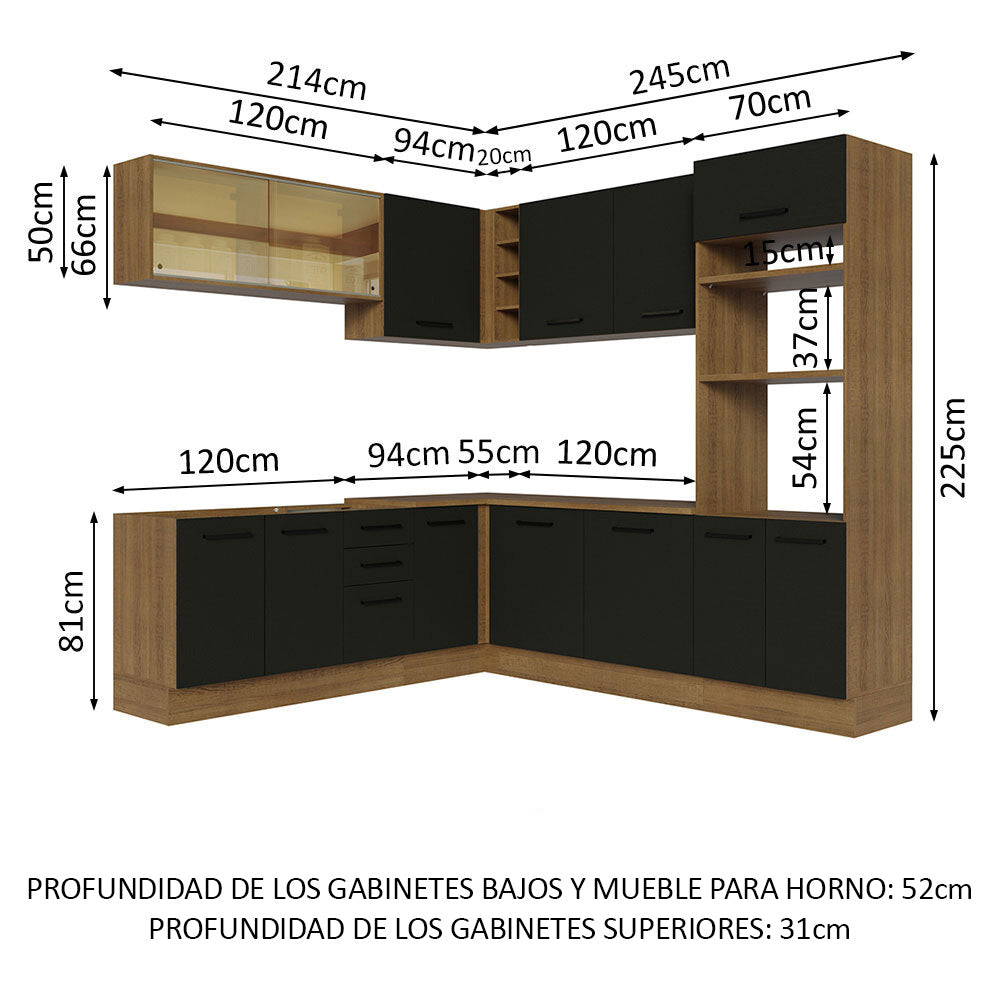 Combo completo de Cocina Esquinera 459cm Marrón/Negro Agata 01