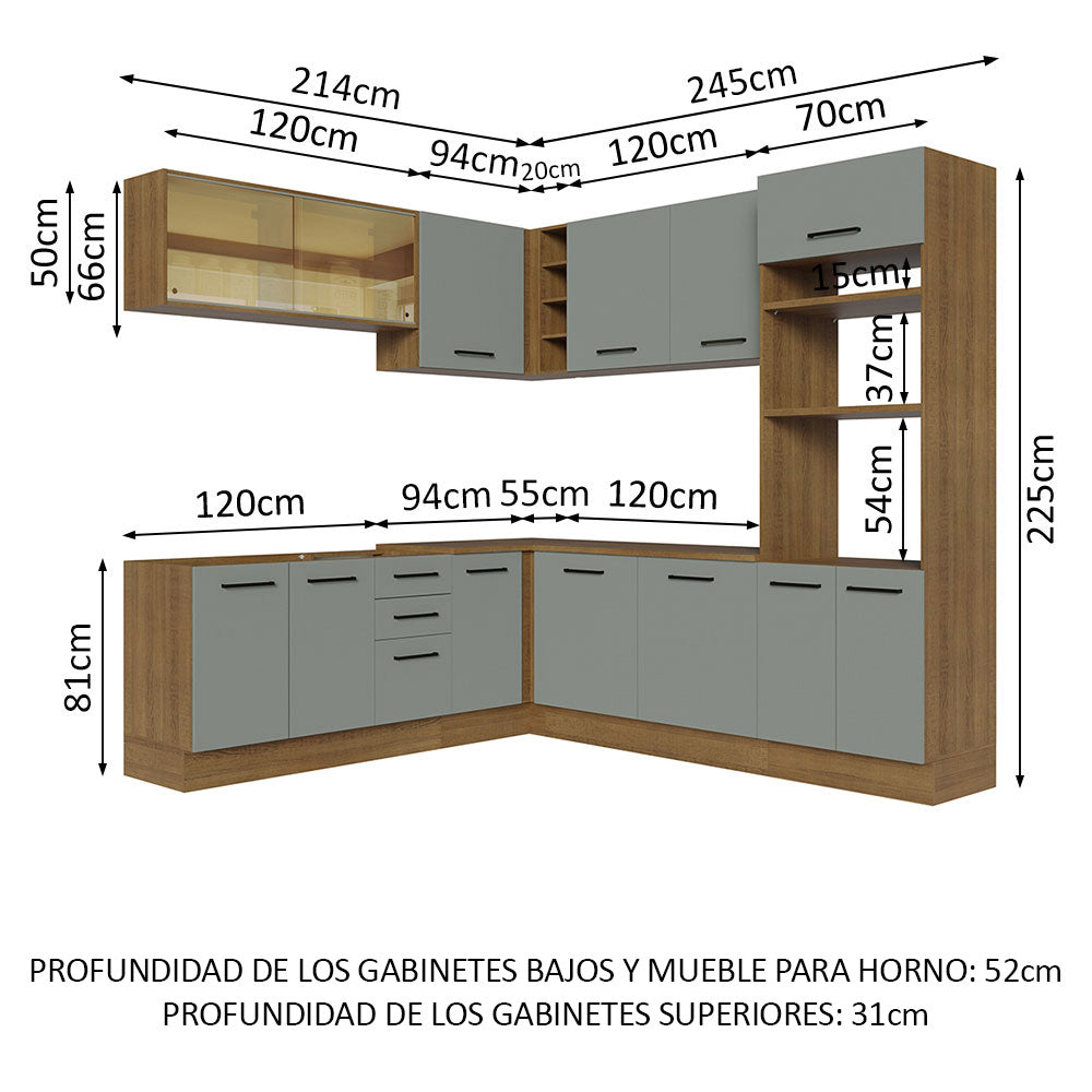 Combo completo de Cocina Esquinera 459cm Marrón/Gris Agata 01