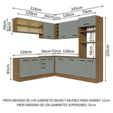 Combo completo de Cocina Esquinera 459cm Marrón/Gris Agata 01